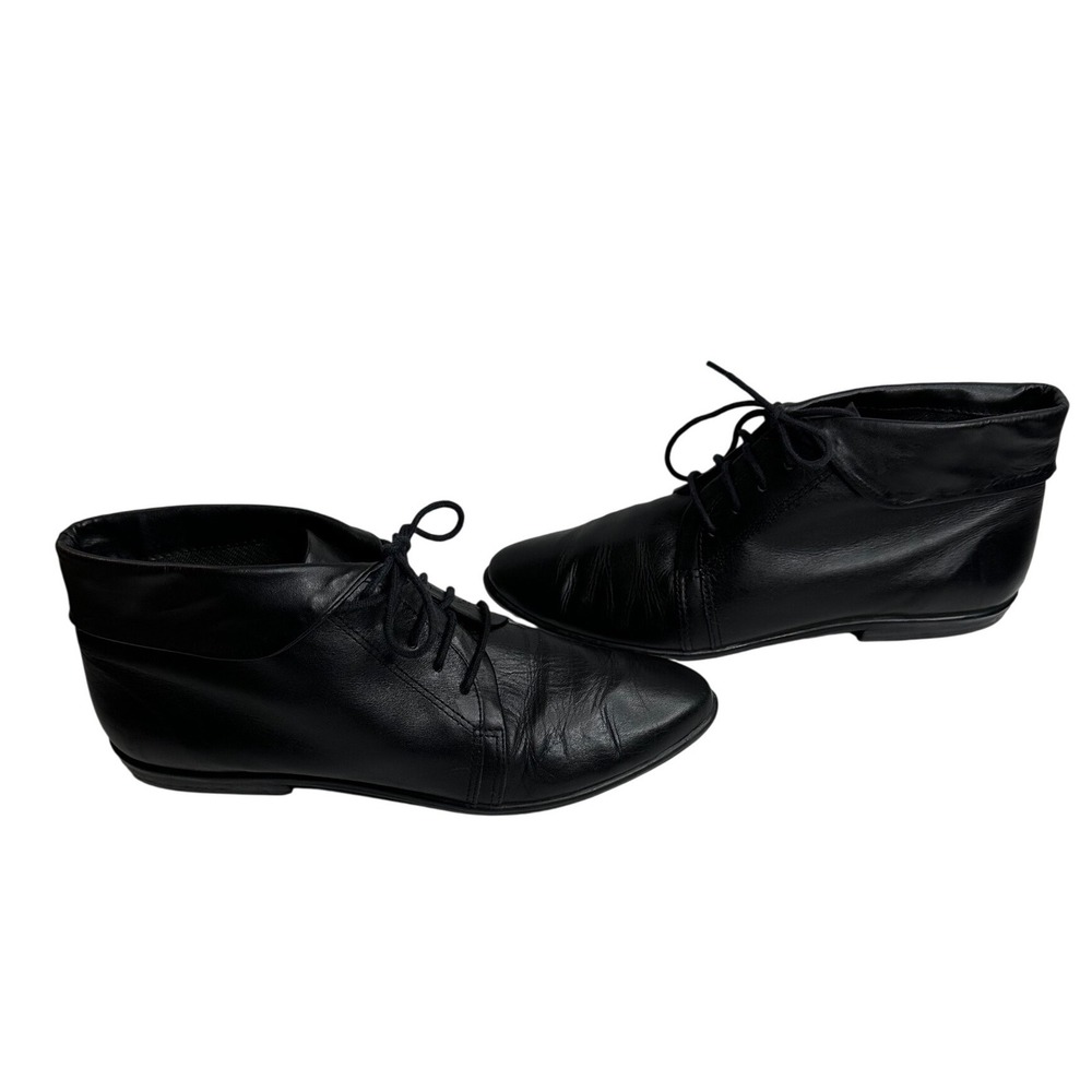 Topazio Grenadine Black Leather Lace Up Ankle Boots‎ Y2K Size 8M whimsical boho